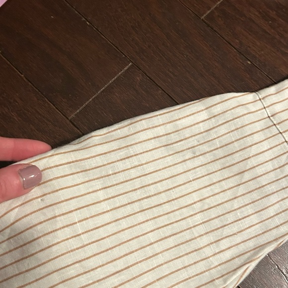 VRG GRL Linen Pinstripe Button Down Long Sleeve Oversized Shirt Coastal | Sz S/M - Picture 12 of 13